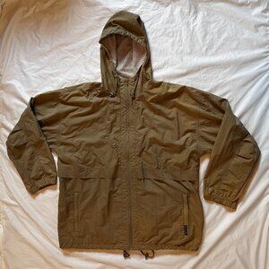Members Only Jacket XL Beige Full Zip Windbreaker Hooded Lightweight Coat